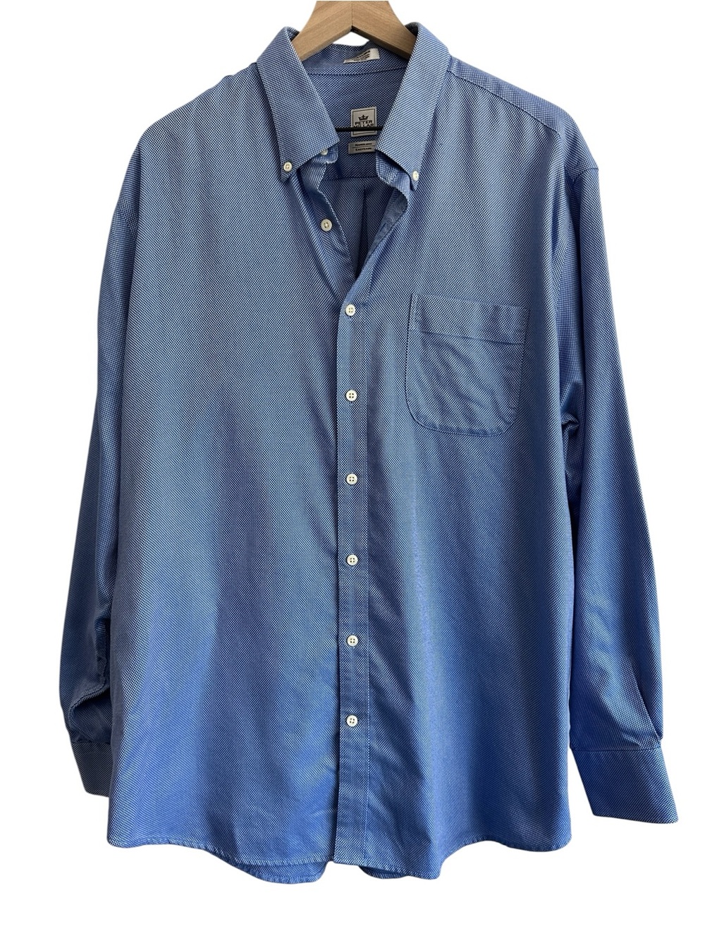 Peter Millar‎ Men Shirt XL Blue White Nanoluxe Long Sleeve Cotton Preppy Casual